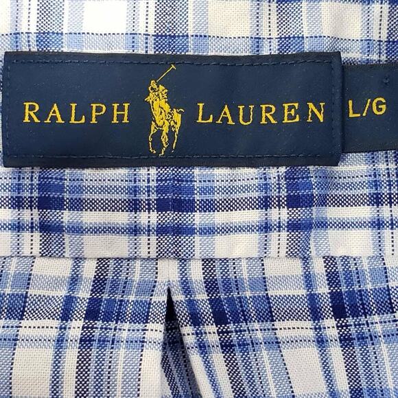 Polo Ralph Lauren Shirt Oxford Button Down Mens Size Large L LS Blue Plaid - Picture 7 of 9